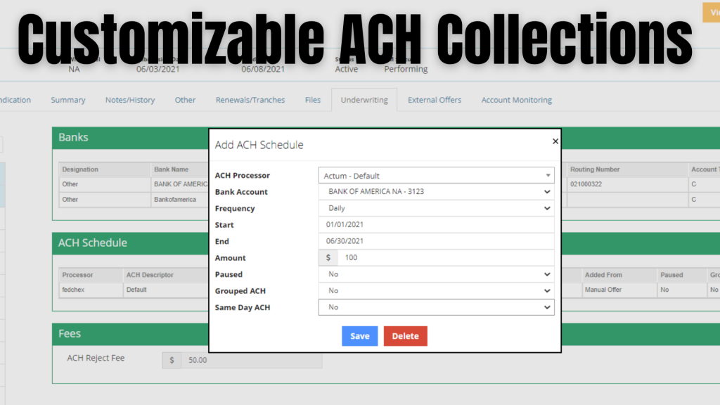 customizable ach collections LendSaas